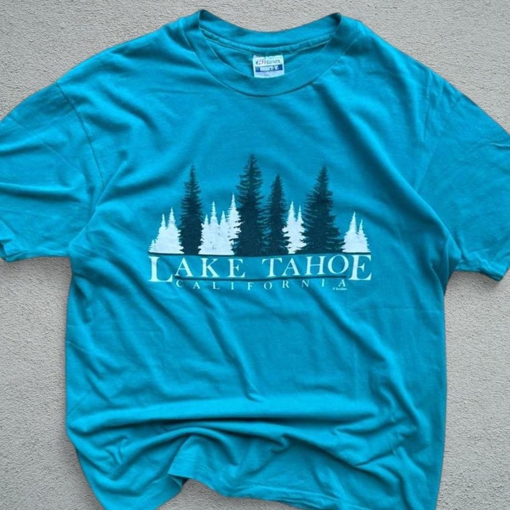 90s Hanes Beefy-T Lake Tahoe California Graphic T-Shirt XL